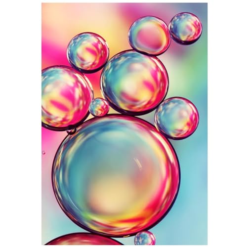 Broderie Point De Croix Cercles Colorés 90x120, Kit 5D Diamant Painting Complet pour Loisirs Créatifs