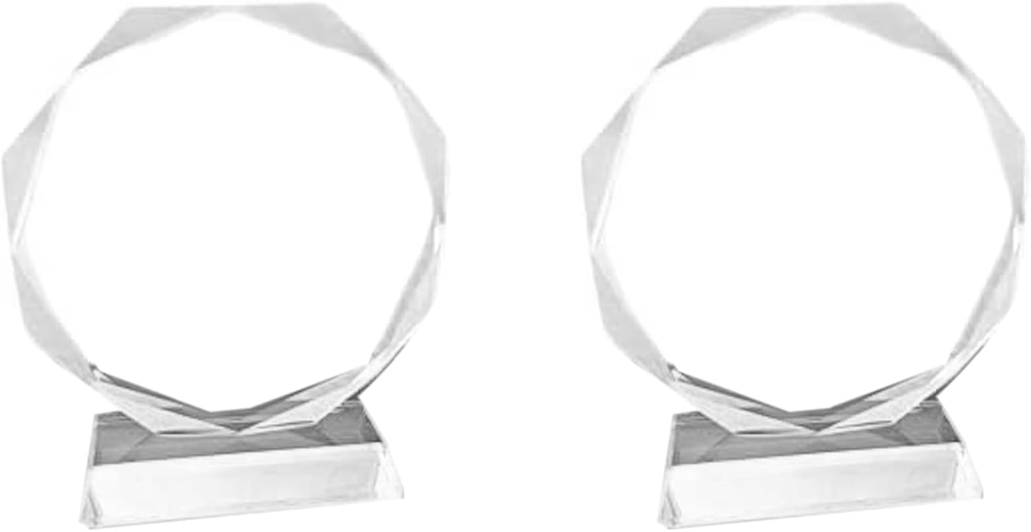 2 x trofeum ze szkła kryształowego, puste trofeum z kryształu, medal, zakończenie szkoły, biżuteria pamiątkowa, nagrody firmowe