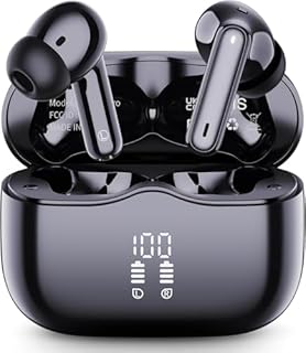 Cuffie Bluetooth 5.4 In Ear, Auricolari Bluetooth 3D Bass Stereo con 4 Mics ENC Cancellazione Rumore, 40 Ore Cuffie Wireless LED Display USB-C, IP7 Impermeabili Cuffiette Senza Fili per iOS Android