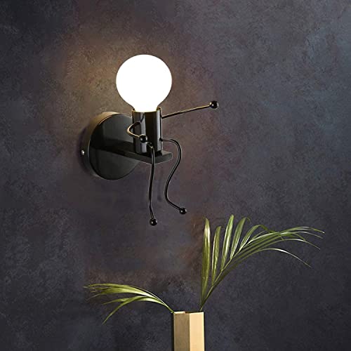 Aplique de pared humanoide negro con base E27 pack de 2 unidades para dormitorio 7