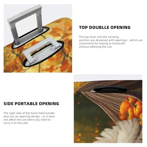Autumn Rooster Pumpkin Hammock Luggage Cover Elastic Washable Protector Anti-Scratch Travel Suitcase Covers With Concealed Zipper For 18-32 Inch Luggage Medium4