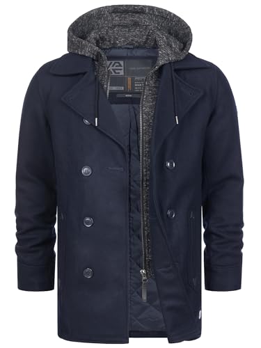 Indicode Herren Cliff Kurzmantel mit Stehkragen | Wollmantel Herrenmantel...