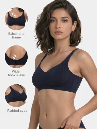 Image of Enamor Bamboo Cotton A077, Side Support, Everyday Women's T-Shirt Bra - 3X Softer, 4X More Absorbent, Antimicrobial, Padded, Wirefree, Full Coverage
