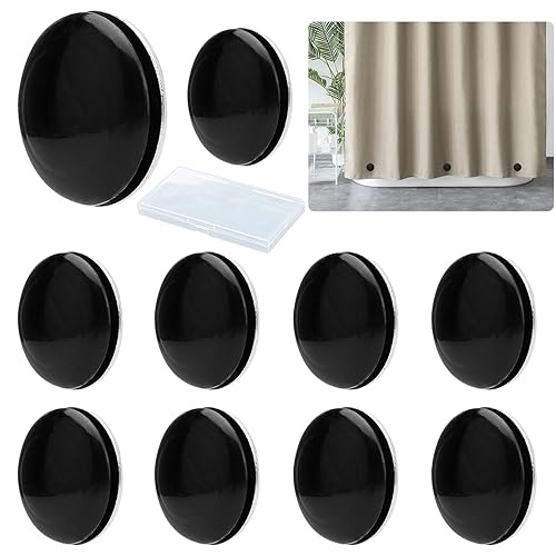 Pesos de Cortina Magnéticos, 10 Pares Magnéticos Pesos para Cortinas De Ducha, Redonda imanes de Cortina de Ducha, con Caja Transparente, para Cortinas, Manteles y Cortinas de Ducha (Negro)