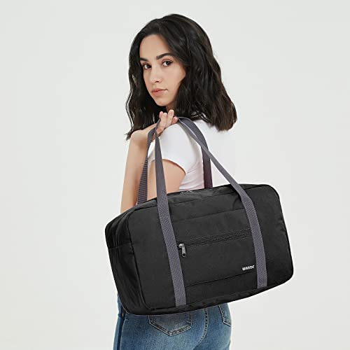Ryanair Handgepäck 40x30x20, 40x20x25 Handgepäck Tasche für Flugzeug Reisetasche Klein Faltbare Sporttasche Weekender Koffer für Herren und Damen von WANDF(Schwarz 20L)