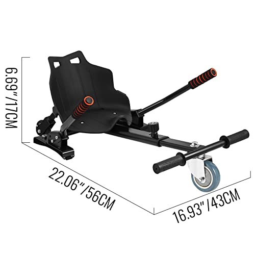Fixation de siège hoverboard avec cadre réglable et roulette pivotante pour kart