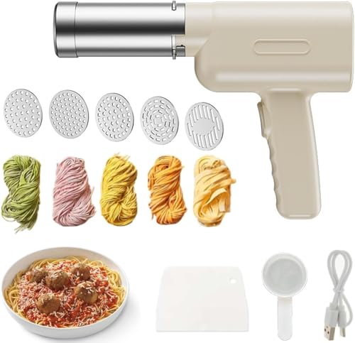 Vickyyy Máquina eléctrica de mano for hacer pasta, portátil, multifunción, inalámbrica, con molde y cortador for ramen y espaguetis, ideal for uso doméstico.