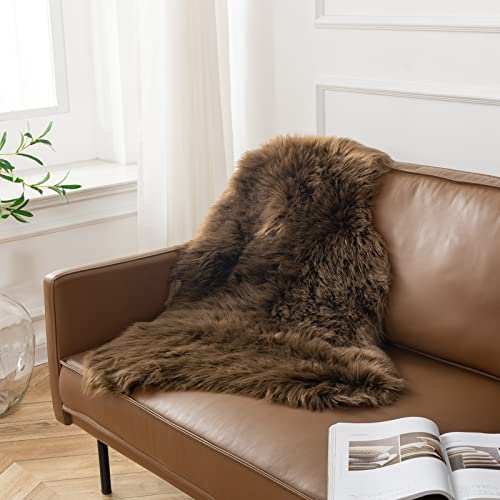 Ashler Faux Fur Rug, Fluffy Shaggy Area Rug Ultra Soft 2.3 X 3.3 Feet Sheepskin Fur Rug, Dark Coffee Fuzzy Rug Machine Washable Shag Rug, Nursery Decor Throw Rugs For Bedroom, Kids Room, Living Room #TOP5
