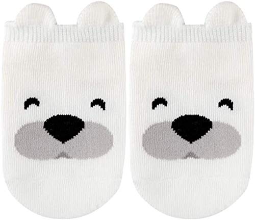 Cartoon-Muster Baby-Baby-Mädchen-Baumwollkurzschluss Antiskid Socken Füße tragen Kleinkind Ankle Strumpfwarepinup (Color : White, Size : M) Cover