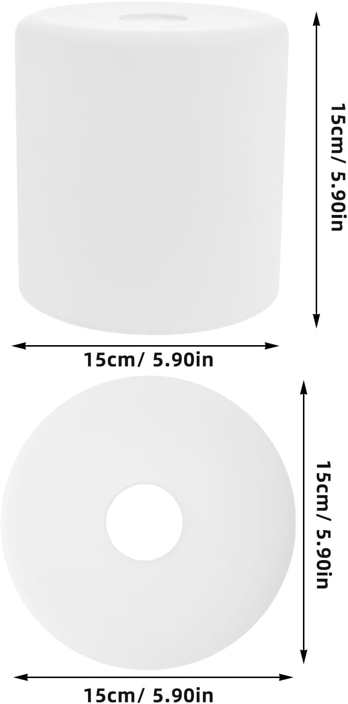 UKCOCO Cylinder Glass Lamp Shade Frosted White Replacement for E27 Pendant Floor Table Lamps Home Office Decor 5.90X5.90X5.90In