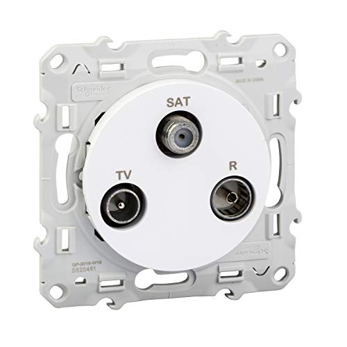 Schneider Electric - Odace, prise TV/FM/SAT Blanc, 1 entrée, à vis - S520461