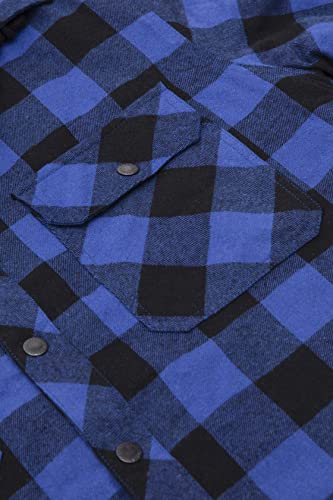 Image of ZENTHACE Men's Quilted Lined Hooded Plaid Jacket,Zipper & Snap Closure