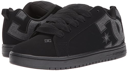 DC Men's Court Graffik Casual Low Top Skate Shoe Sneaker, Black/Heather Grey SE, 8