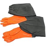 TOYANDONA Guantes Impermeables Largos para Pesca y Jardinería Guantes Profesionales Resistentes para Acuarios y Limpieza Talla Única Puño Elástico 1 Par Naranja