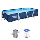 Bestway Steel Pro 13 Foot x 32 Inch Rectangular Above Ground Outdoor Pool Steel Framed Vinyl Swimming Pool with 1,506 Gallon Water Capacity, Blue