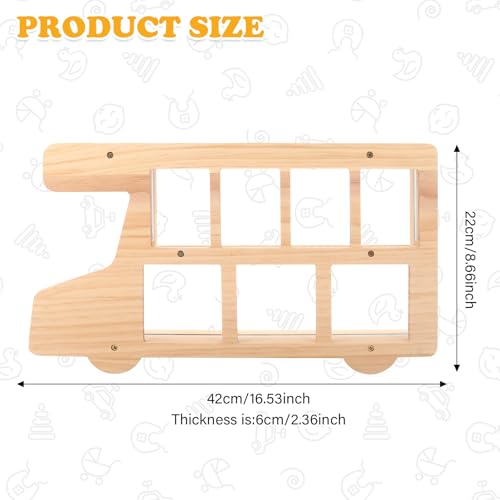 Image of Car for Tonies Box Figures Characters Organizer Storage Shelf Wall Mounted, Bus Wooden Magnetic Floating Shelves for Tonies Characters, Display Collection 15~25 Characters