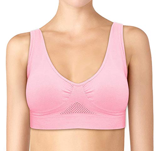 4-Pack Women's Seamless Wireless Cooling Unpadded Comfort Bra (Blue Glass, Lady Pink, Purple Heather, Neutral Gray, Xxx-Large) #TOP1