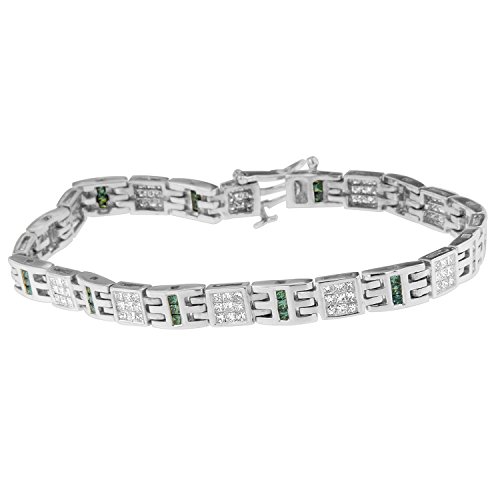 Original Classics 14K White Gold Princess-Cut white and Blue Diamond Fashion Bracelet(3.00 cttw,H-I Color,SI1-SI2 Clarity)