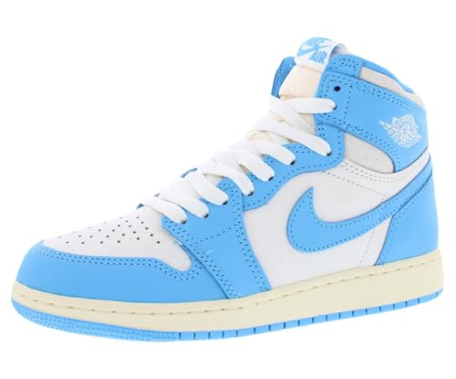 Air Jordan 1 Retro High OG UNC Reimagined Grade School Lifestyle Shoes (Dark Powder Blue-Dark Blue-Sail) Size 5.5