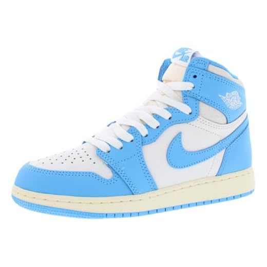 Air Jordan 1 Retro High OG UNC Reimagined Grade School Lifestyle Shoes (Dark Powder Blue/Dark Blue/Sail) Size 4.5