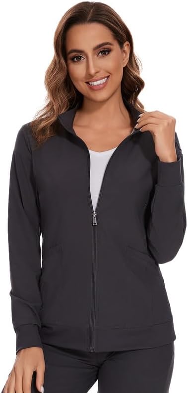 COZYFIT Scrub Jackets for Woman, Zip Front Nurse Jacket | 4-Way Stretch Fabric, Nurse Jacket Layer, Easy Care, For Clinics, Long Shifts, Workwear Layering, Daily Uniforms