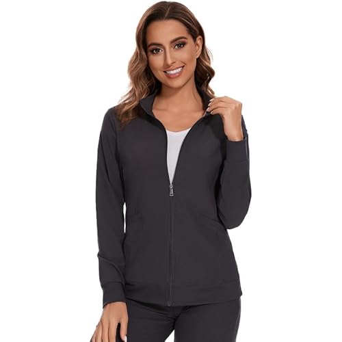 COZYFIT Scrub Jackets for Woman, Zip Front Nurse Jacket, 4-Way Stretch Fabric