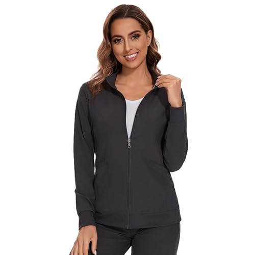 COZYFIT Scrub Jacket for Women, Zip Front Nurse Jacket, 4-way Stretch