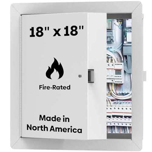 Best 18" x 18" Insulated Fire Rated Metal Access Door with Flange – 20-Gauge Galvanneal Steel Wall Access Panel, 2" Mineral Wool Insulation, White Powder-Coat Finish, LEED Compliant, BA-FRI