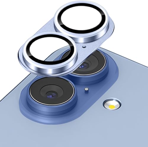 Image of Choiche Camera Lens Protector for iPhone 17 6.3-Inch, Full Coverage 9H Tempered Glass Ring Cover, Matte Metal Plate, Case Friendly, 1-Pack (BLUE)
