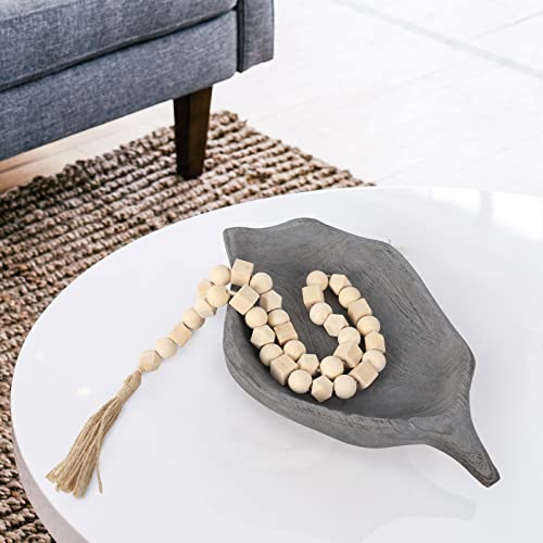 Oakrain Wooden Decorative Dough Bowl For Decor, Leaf Shaped Wooden Bowls With Handle, Hand Carved Dough Bowl For Farmhouse Vintage Rustic Decor(15.7"X 9.1" Grey) #TOP6