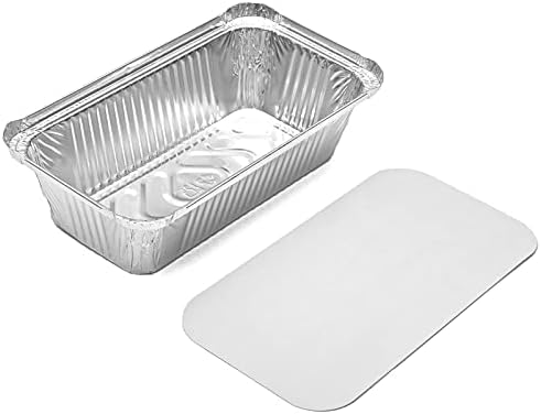 RelianceUK 50 Aluminium Foil Food Containers with Lids Takeaway 660 ml Tin Tray (No 6a (20 X 10.5 X 4.5 cm))