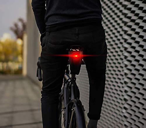 DAWAY A36 Bike Repair Kit with Taillight - Waterproof Bicycle Saddle Bag, 16-in-1 Multi-Tool, Glueless Tire Tube Patches & Tire Levers, Complete Under-Seat Pack for Cyclists
