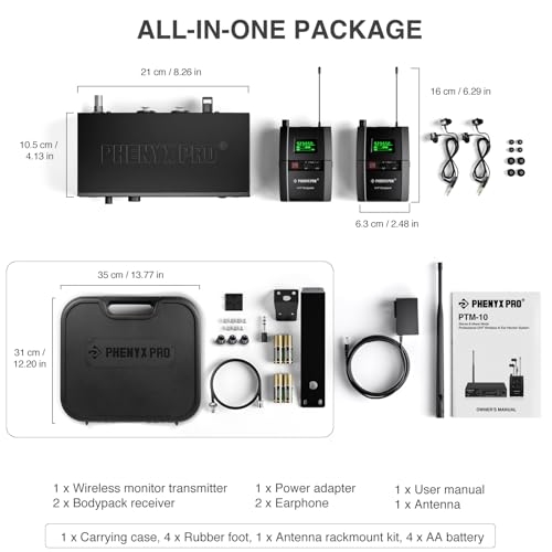 Phenyx Pro Wireless in-Ear Monitor System PTM-10-2B Bundle with PDP-M