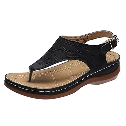 Orthopedic Slippers For Women Size 12 Casual Wedge Sandals for Women Comfortable Flower Clip Toe Summer Beach Sandals Fashion Ladies Bohemia Platform Dress Shoes