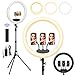 Ring Light with Stand, 19in LED Selfie Circle Light, Max 8ft/2.5m Tripod Stand, 3 Holders for iPhone, Remote Control, 6300K Color Temperature for Live Streaming, Barber, Makeup, YouTube, Tiktok