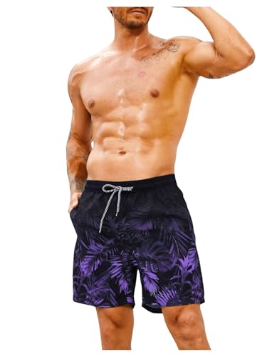 Verdusa Men's Drawstring Waist Swim Trunks Beach Shorts4