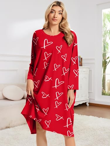 Image of CRIPOM Plus Size Moo Moos for Women Oversized Sleep Shirts for Women Oversized Nightgown with Pocket Fit S-5XL
