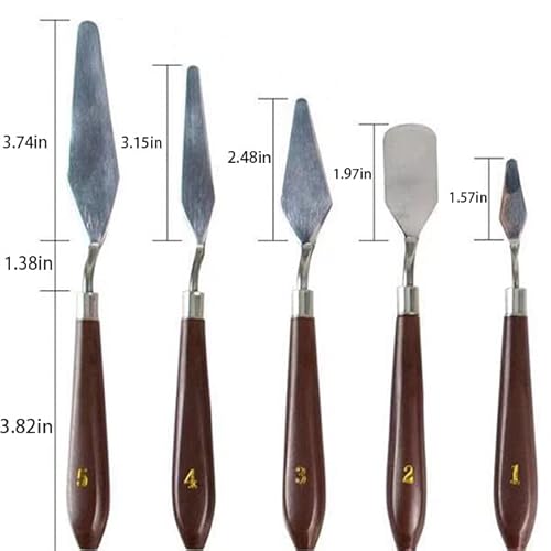 5Pcs/Set Stainless Steel Spatula Kit Palette Gouache Supplies For Oil Painting Knife Fine Arts Painting Tool Set Flexible Blades #TOP4