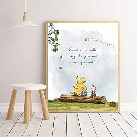 Classic Winnie The Pooh Quotes Posters & Prints Cartoon Wall Art Canvas Painting Picture Birthday Gift Baby Shower Nursery Decor A3 30 x 42 cm Without Frame PH6922 Cover