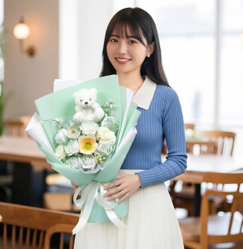 ソープフラワー 花束 母の日プレゼント 可愛いくま ぬいぐるみ ギフト 誕生日プレゼント 卒業式 ギフトセット 自立式バラ 高級造花ブーケ プレゼント女性人気ギフト記念日 入学 バレンタイン 感謝 お礼 インテリア バラ花束 [4]