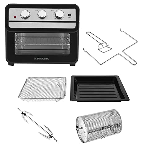 Team Kalorik TKG AFO 2000 Airfryeroven Heißluft- Ofen, Friteuse & Dörrautomat XL Garraum 22 L Fassungsvermögen inkl. Drehspieß, emailliertes Backblech, 1700 W, schwarz/grau – Bild 5
