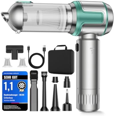 Handstaubsauger Akku, 27kPa Testsieger Autostaubsauger Kabellos Stark | 4-in-1 Mini Staubsauger, 3*2500mAh-Akku, 3 Gang Aufladbar Tragbar Leicht Auto Staubsaug Stark, Auto Zubehör,