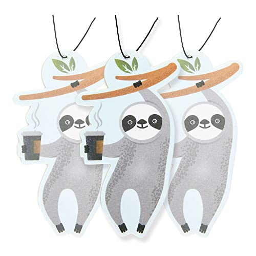 Image of Cute Coffee Sloth Car Air Freshener Scented With Premium Oils By Fresh Fresheners (4 Pack)