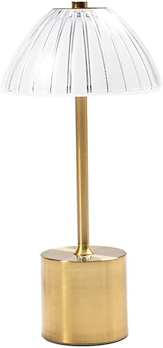 Lámpara LED inalámbrica recargable dorada de 12 pulgadas con atenuación continua de 3 colores, portátil para mesa, sala de estar, comedor