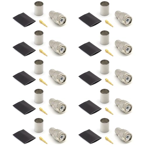 Image of RANGEFUL TNC Male Crimp Type Connector for LMR400 Belden 9913 RG8, Nickel Plated With Gold Plated Pin (Pack of 10)