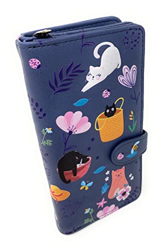 Shag Wear Cats in the Garden Large Wallet for Women and Teen Girls Vegan Faux Leather 7