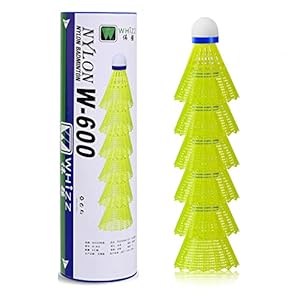 BAIHUALIN WHiZZ Durable Nylon Badminton Plastic Shuttlecocks for Beginner & Recreational Game, Yellow 6Pcs