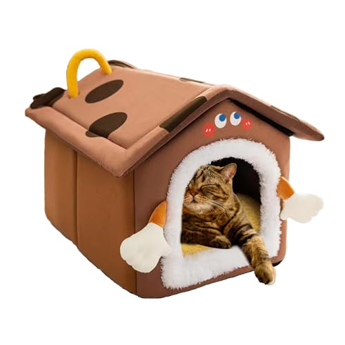 Cuccia per gatti – Casetta per animali domestici chiusa in caldo peluche, per interni, per cani, gatti, coniglietti, piccoli animali, Natale, camera da, soggiorno, balcone
