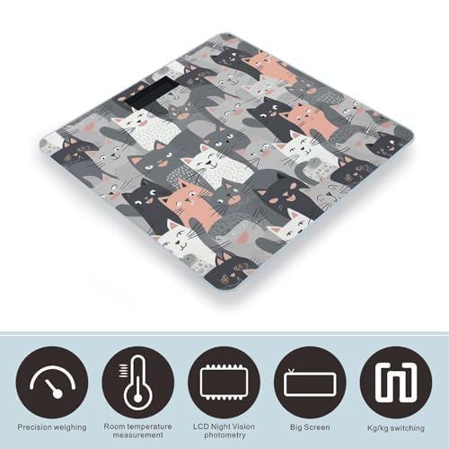 Báscula digital de baño con diseño de gatos grises miniatura 3