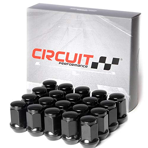 Circuit Performance 1/2"-20 Black Closed End Bulge Acorn Lug Nuts Cone Seat Forged Steel (20 Pieces)